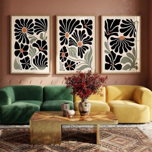 Image of kotart Abstract Botanical Art Home Decoration Painting | Floral Paintings With Frame For Living Room Bed Room Hotel Wall Decor Digital Reprint Set of 3 (14x20 Inch)