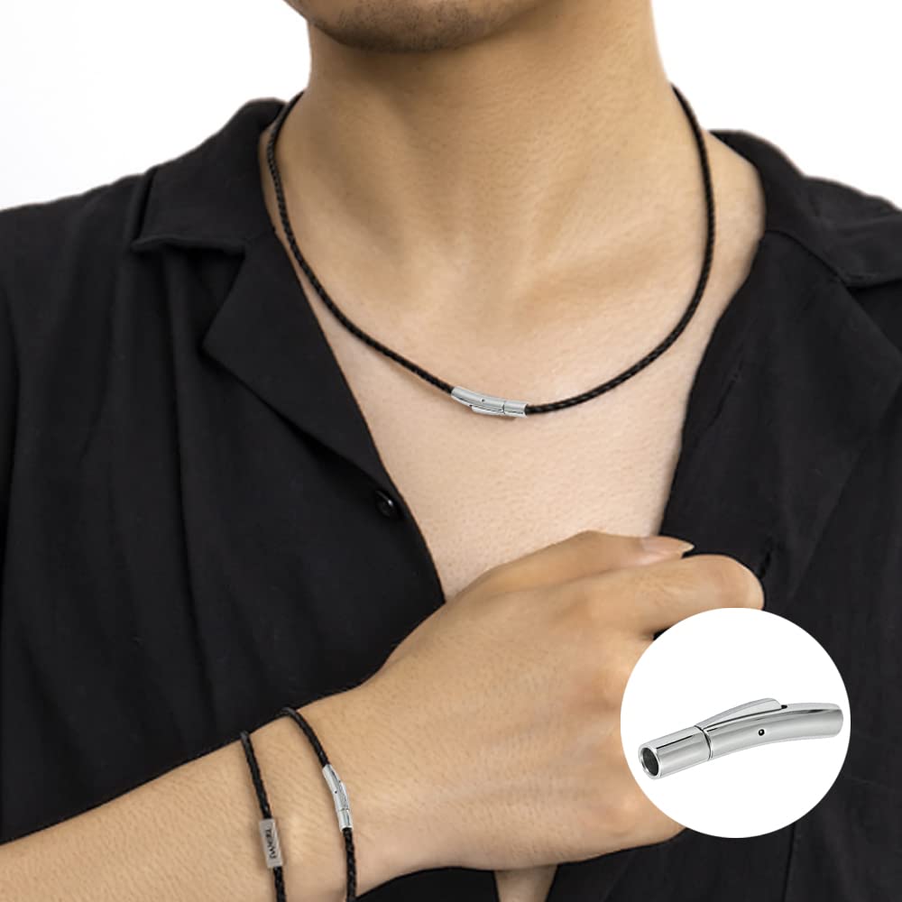 Set 6 Bracciali/Collane In Pelle Nera Bewudy – 1,5/3 Mm, 6 Lunghezze, Con Chiusura, Unisex, Per Gioielli Fai Da Te