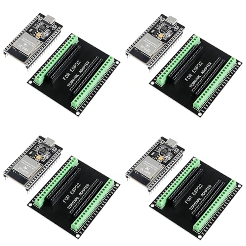 Image of 4 Set ESP32 Development Board Type C 38Pin Narrow Version WiFi + Bluetooth Microcontroller ESP-32 ESP-32S Board ESP-WROOM-32 with ESP32 Breakout Board GPIO 1 into 2 Terminal Screw Board