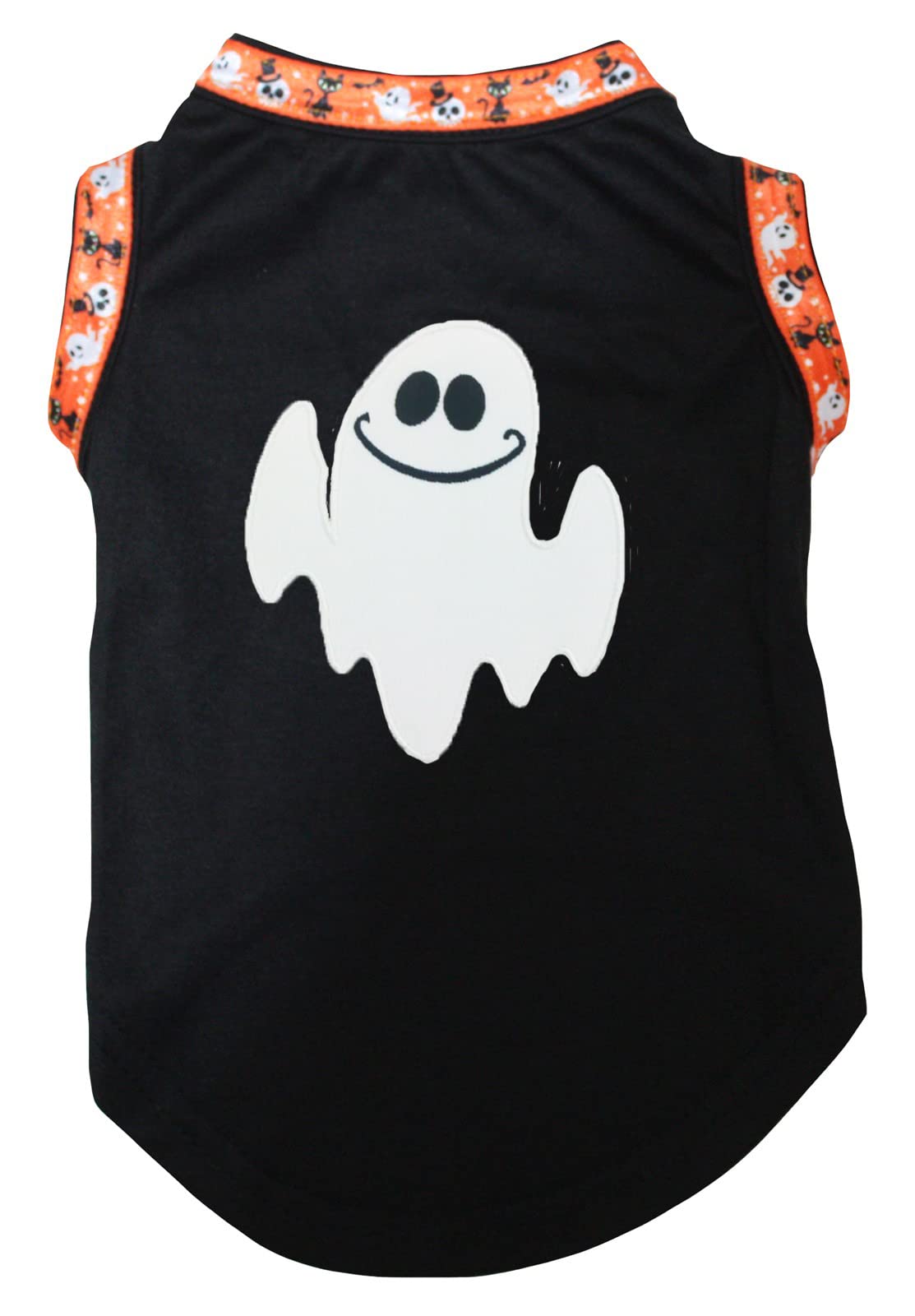 Chemise pour chien XXL vêtement noir motif chat fantôme ourlé