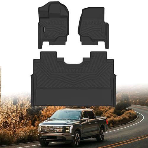 All Weather Car Floor Mats for Ford F150/F-150 2015-2025 SuperCrew Cab (Includes 22-24 Lightning Models), TPE Rubber Floor Liners Anti-Slip Full Set Automotive Mats for 2025 Ford F-150 Accessories