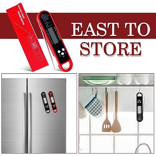 Xuhal 6 Pieces Digital Food Thermometer for Grill Cooking Instant Read Meat Thanksgiving Day Kitchen BBQ Waterproof Thermometer with Foldable Probe Magnet Calibration Turkey Outdoor Fry - Image 5