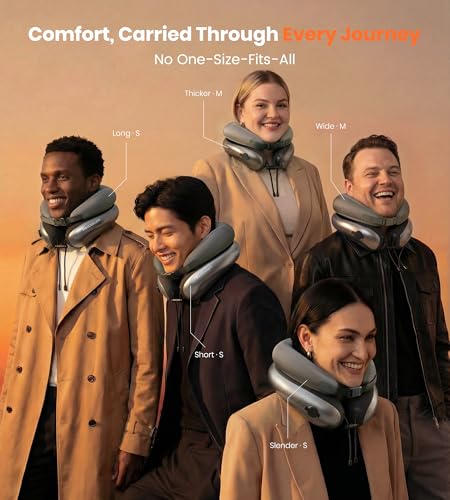 Image of Neck Pillow for Traveling, Travel Pillows for Airplanes, Adjustable Neck Pillow Airplane Travel Essentials - 2 Layer Patented | Inflatable Air Loop & Memory Foam for 360 Ergonomic Support