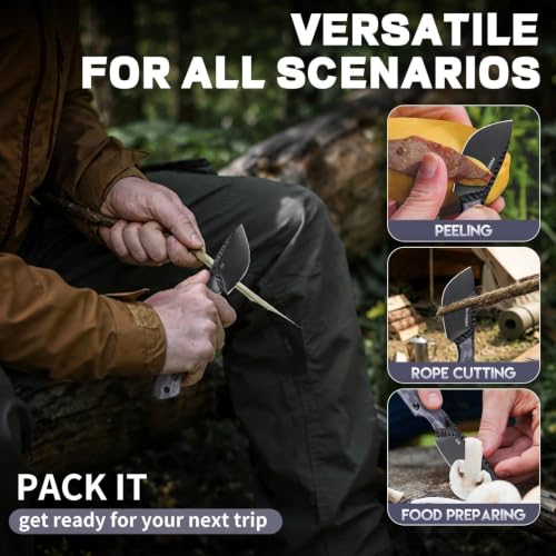 Freelander Kleines Outdoor Messer, Survival Messer mit Scheide, Lila – Ansicht 2