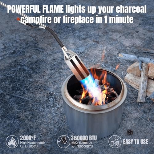 GasBRUH Propane Torch Burner Weed Torch High Output 360,000 BTU with 10FT Hose,Heavy Duty Blow Torch with Flame Control and Turbo Trigger Push Button Igniter,Torch Weed Burner for Wood Ice Snow Road - Thumbnail 2