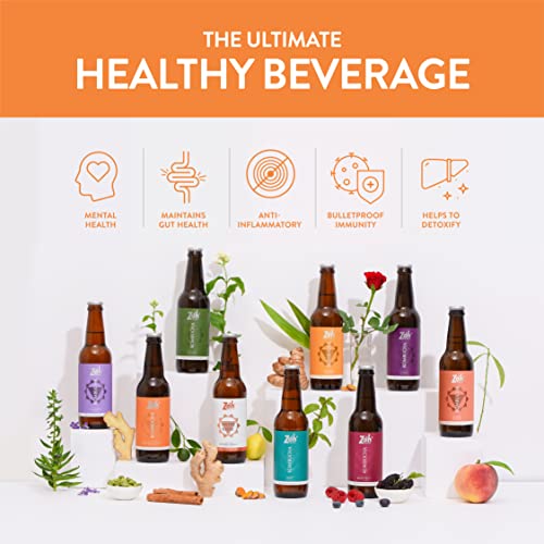 Image of Zoh Probiotics Kashmiri Kahwa Kombucha | Green Tea With And Digestive Enzymes. Raw, Unfiltered, And Unpasteurized With Mother. Made With Saffron & Spices(330 Ml, Pack Of 3)