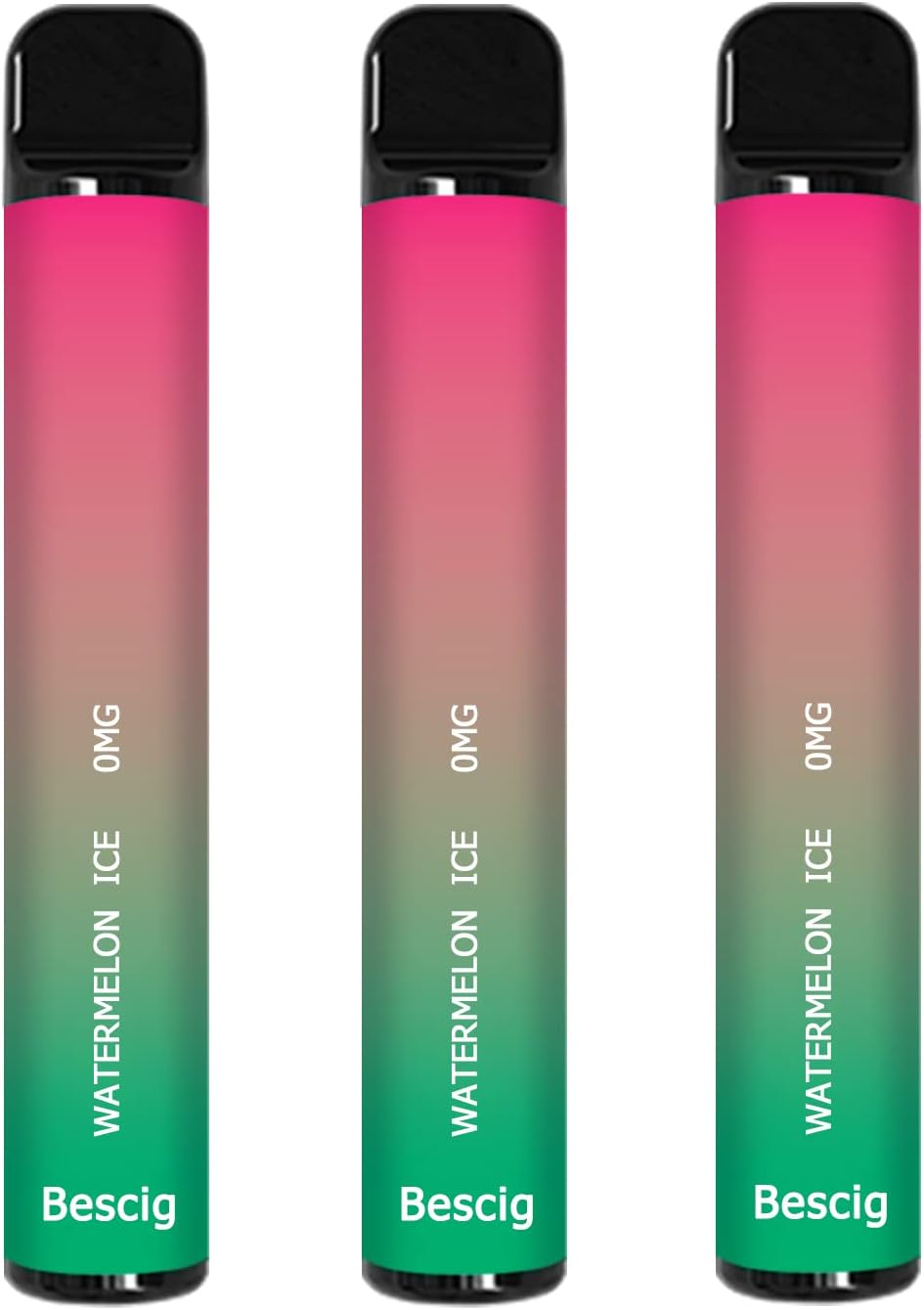 Bescig Vape Desechable 3pcs Vape Pod Desechable 800 Puff Cigarrillo Electrónico Desechable, Hielo de Sandia, Libre de Nicotina y Tabaco