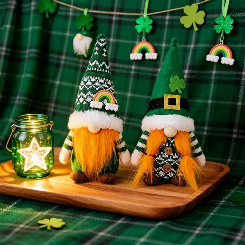 zhuja Summer Decor Gnomes Plush Clearance Home Table Ornament Decor Spring Green Irish Faceless Gnome for Women Gifts