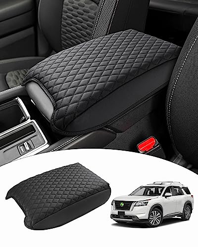 Shademax Custom Fit for Center Console Cover Nissan Pathfinder 2025 2024 2023 2022 2026 Armrest Cushion Pad Cover PU Leather Pathfinder Accessories Anti-Scratch Black