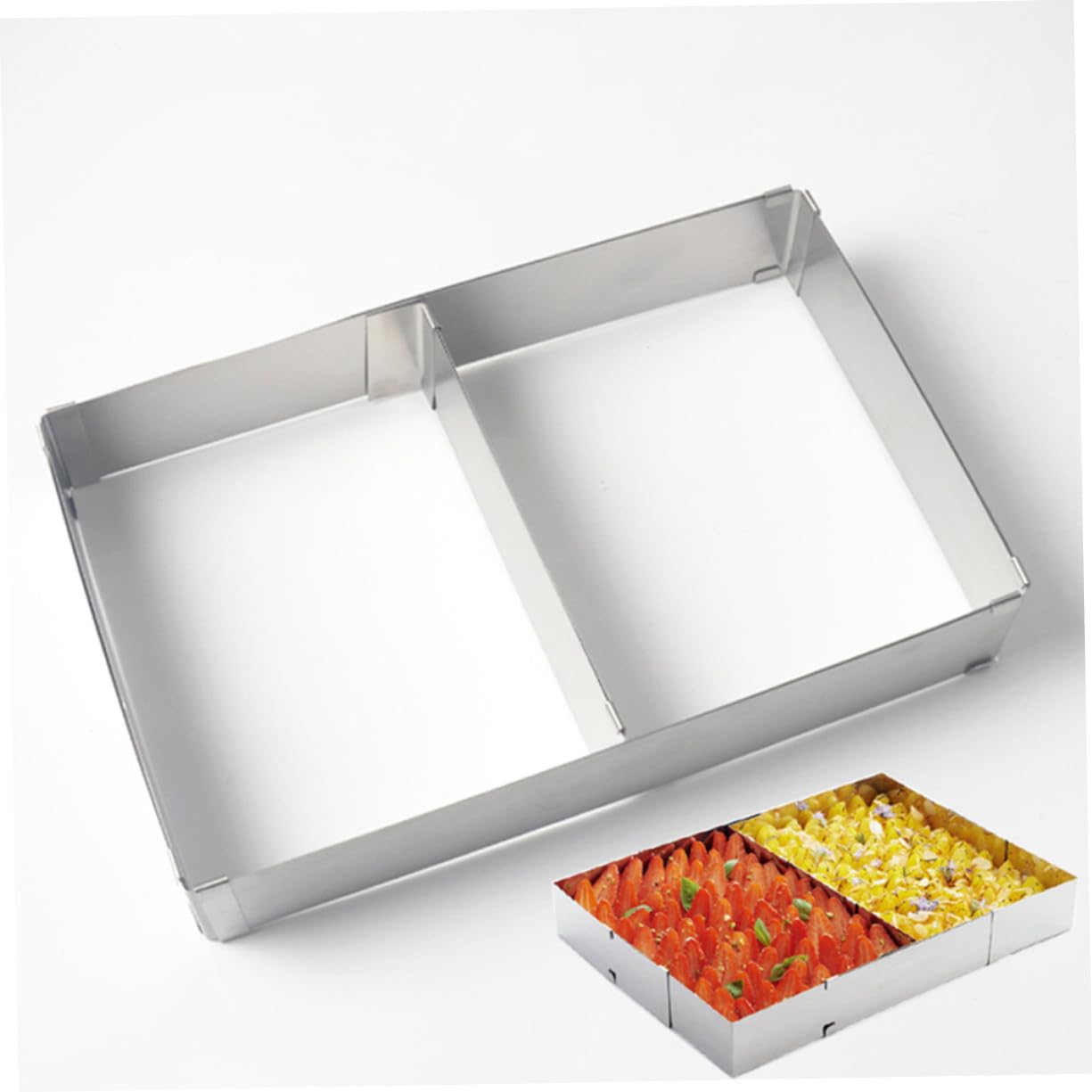 VANZACK Verstellbarer Edelstahl Tortenring Backform Quadratisch Einstellbar Für Mousse Kuchen DIY Backen Hitzebeständig Korrosionsbeständig Leicht Zu Reinigen