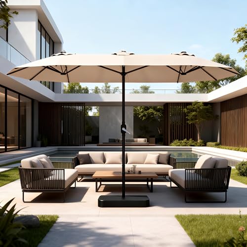 GALAXARMOR 15ft Large Patio Umbrellas with Base...
