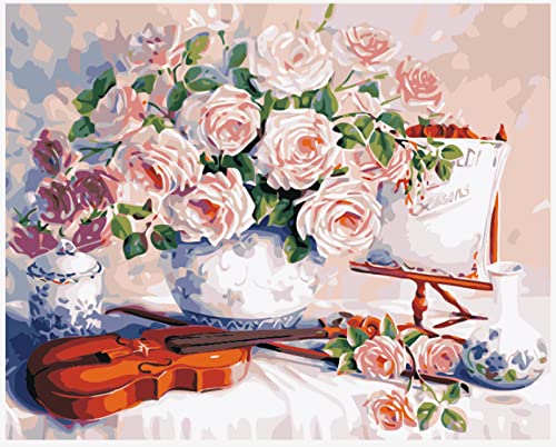 Kit d'art diamant rose et violon 30x40cm pour créer une décoration murale élégante et brillante