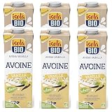 Pack 6 x Bebida Vegetal de Avena y Vainilla IsolaBio Bio 1 L (6 L total) – Bebida ecológica con sabor vainilla, ideal para café y smoothies, para cereales y repostería, pack ahorro