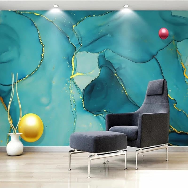 Papier peint mural 3D bleu en intissé pour décoration de salon et chambre