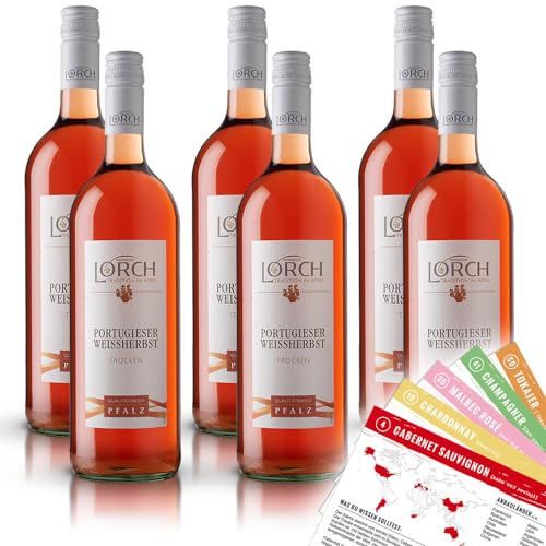 Lorch Portugieser Weissherbst QbA, trocken, sortenreines Weinpaket + VINOX Winecards (6x1,0l)