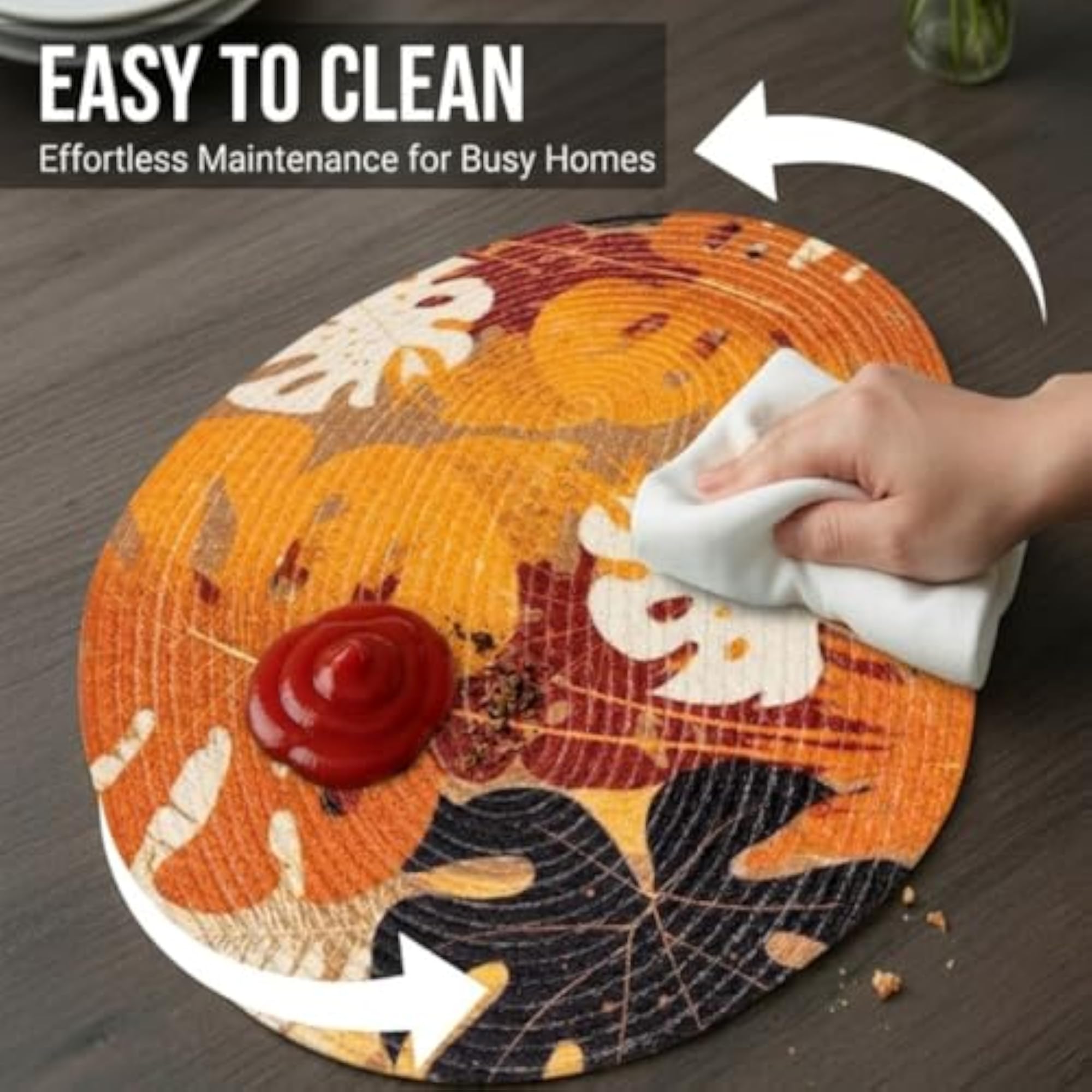 Oval Placemats for Dining Table, Washable Polyester Table Mat