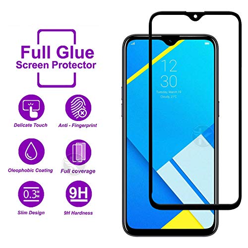 Image of Screen Protector for Realme 3 / 3i / 3 Pro (Black) Tempered Glass Edge-to-Edge 6D Screen Guard With Installation Kit
