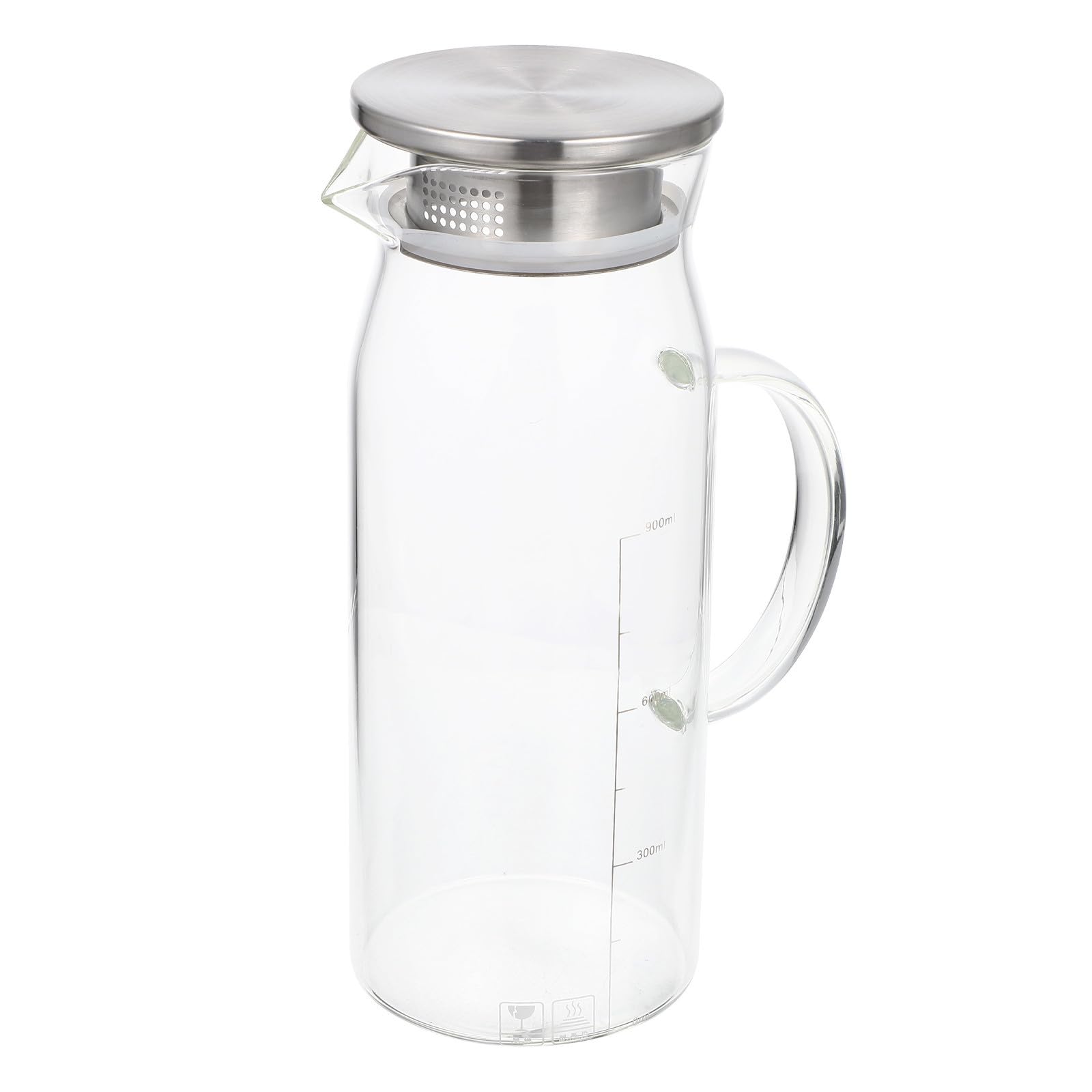 Jarra de Vidrio Transparente de 1200ml Tapa de Acero Inoxidable | Apta para Té Caliente, Bebidas Caseras y Zumo, Diseño Sencillo y Práctico, Fácil de Guardar