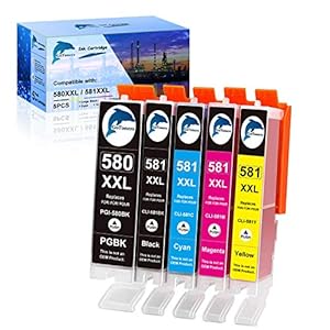 GoToners XXL Patronen Kompatibel für Canon 580 581 Druckerpatronen PGI-580 CLI-581 für Canon Pixma TR8550 TS705 TS6350 TS6350a TS705a TS6351 TS6250 TS6150 TS9550 TS6151 TS6251 TR8500 TR7550 (5er-Pack)