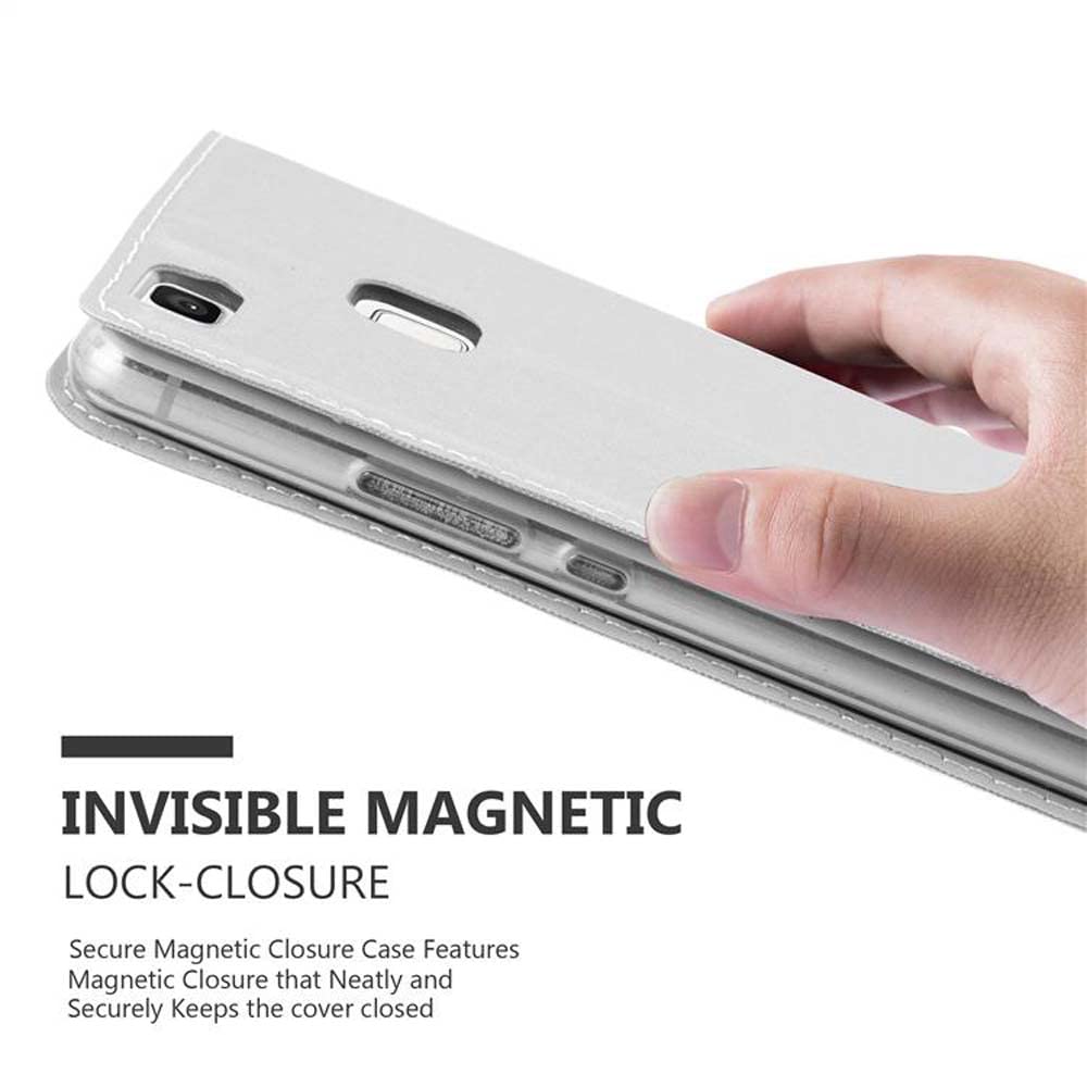 Cadorabo Custodia Libro per Huawei P9 Plus in Classy Argento - con Vani di Carte, Funzione Stand e Chiusura Magnetica - Portafoglio Cover Case Wallet Book Etui Protezione