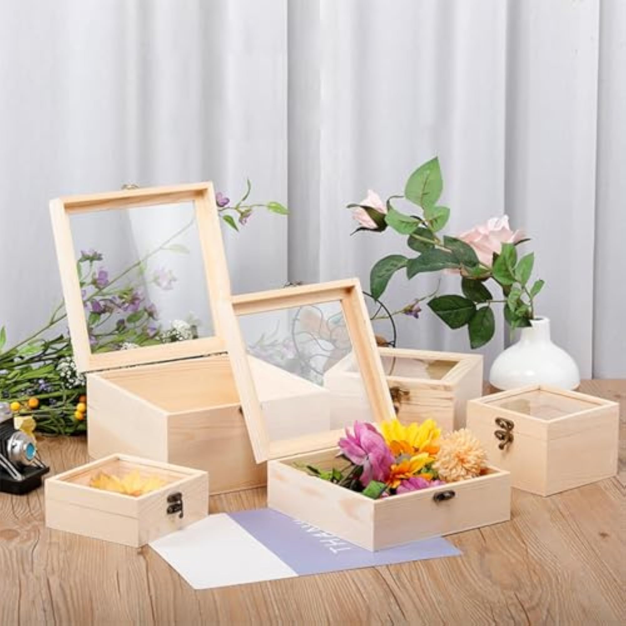 Wooden Storage Box DIY Craft Gift Box for Keepsakes