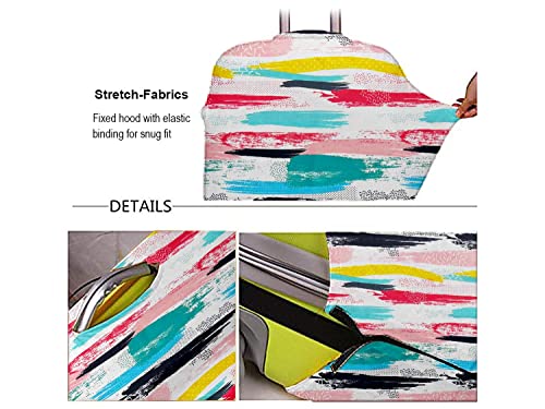 Image of Cortina Eco-Friendly Abstract Print Luggage Protective Cover|Large|Fits 26-30 Inch Luggage|Polyester-Spandex|72cm (28 inches)|Travel Suitcase Protectors|Anti Scratch|Pack of 1|Multi