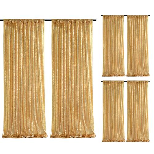 Gold sequin backdrop curtains 6pcs 2ftx8ft party backdrop