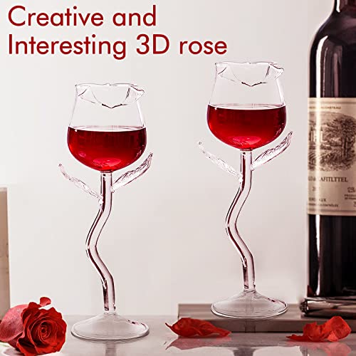 Inftyle [Gift Set] Rose Cocktail Glass Wine Goblet Glasses Flower Drinkware Set Of 2, Crystal Champagne Flutes Classy Red Wine Glass, Ideal Gifts For Housewarming, Wedding, Birthday Celebrations #TOP3