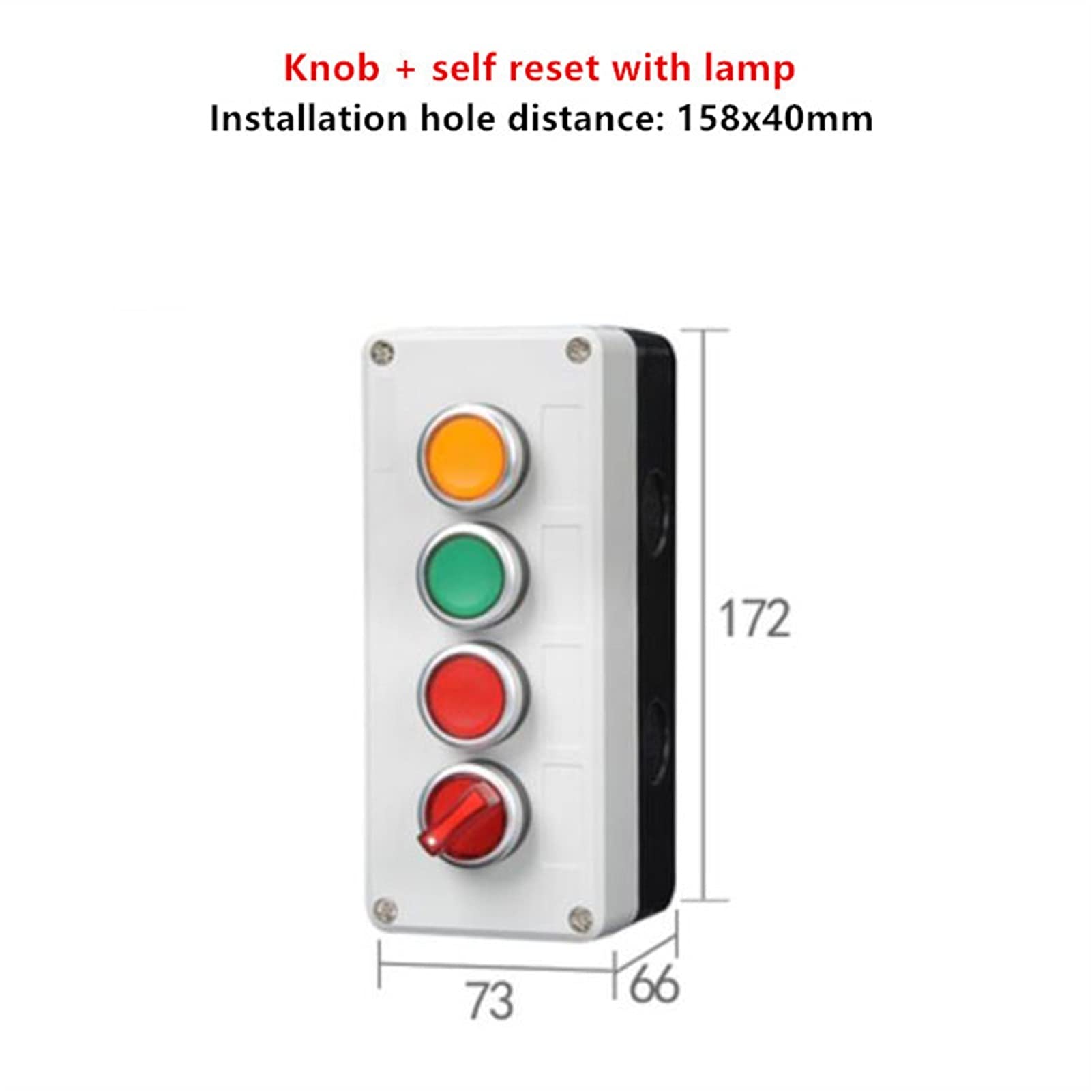 OSGC Caja de control con interruptor de botón de luz 24 V/220 V con botón de parada de emergencia auto reinicio interruptor industrial caja impermeable (color: 5 RYBGW, tamaño: 220 V)