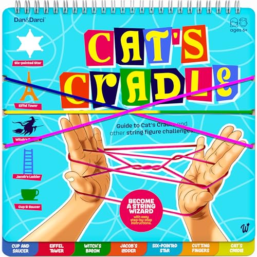 Dan&Darci Cat’s Cradle String Game Book w/String - Step by Step Illustrated Guide - Gifts for 8 9 10 11 12...