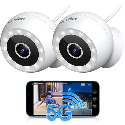 Image of LaView 5G & 2.4GHz Security Cameras Outdoor Indoor,4MP 2K Wired Cameras for Home Security with Starlight Color Night Vision,IP65, Spotlight,2-Way Audio,AI Human Detection,Works with Alexa (2 Pack)