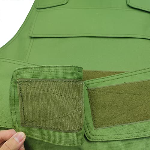 ZRHXG Schusssichere Weste Militär Kugelsichere Schutzweste, Schusssicher Ausrüstung Einstellbar Sicherheitswesten Taktische Ballistische Kugelsichere, Es Gibt Taschen (Grün)