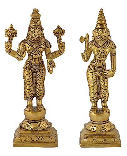 Image of Pure Brass Dashavatar of Lord Vishnu Statues Ten Incarnations Avatars Idol Murti for Mandir Puja Temple (Color: Antique Yellow, Height 6 Inches)