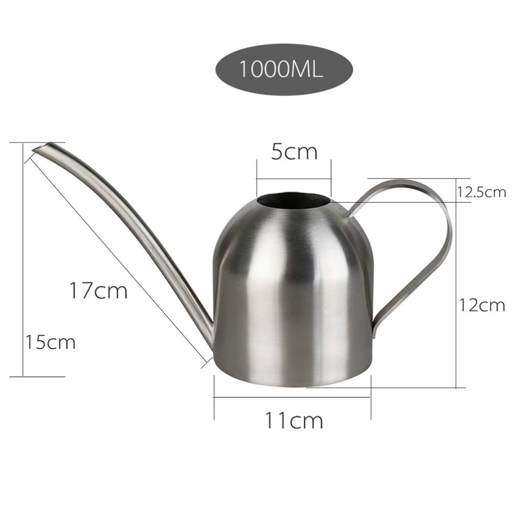 Annaffiatoio in Metallo Annaffiatoio con Beccuccio Lungo per Piante da E da Esterno 1000 Ml (Argento)