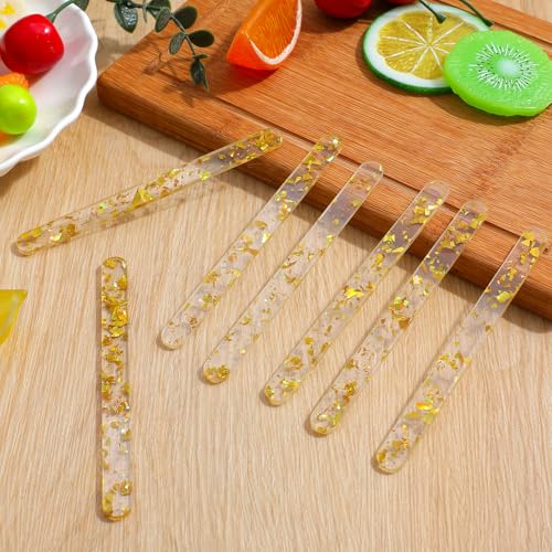 20 Stück Eisstiele Wiederverwendbar, Acryl-Eisstiele, Eisstiel Acryl Gold Für Eislutscher Und Diy Kuchenherstellung