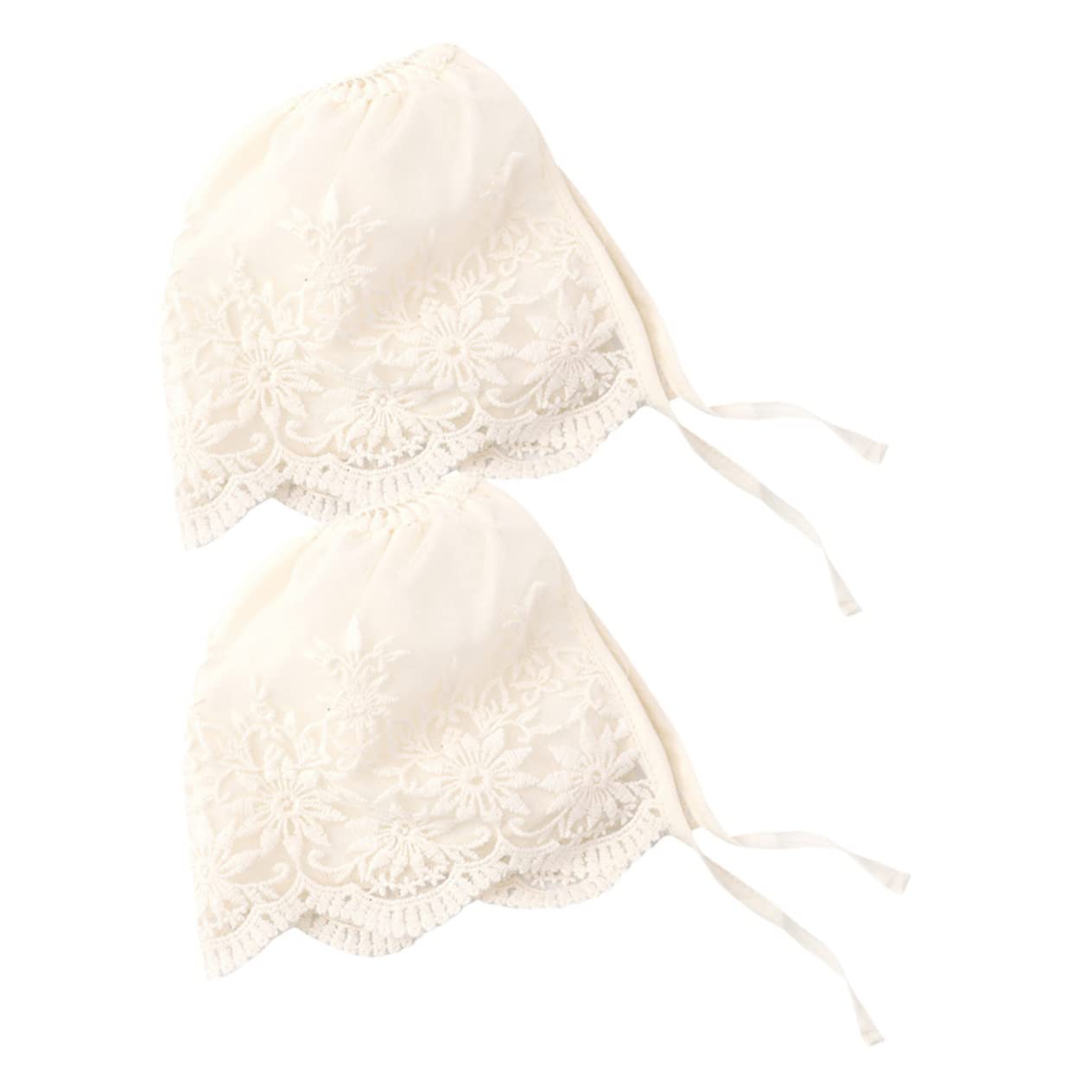 Healifty Chapeaux D'été Vacances pour Bébé Fille en Dentelle Beige, Doux et Respirants, Lot de 2 pour Occasions Spéciales et Séances Photo