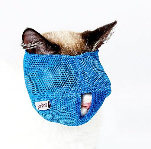 Cat Muzzles - Breathable Mesh Muzzles Prevent Cats from Biting and Chewing - Anti Bite Anti Meow (Blue-L)
