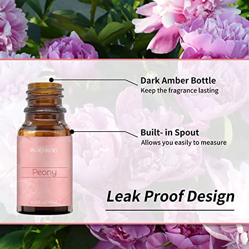 Image of BURIBURI Peony Essential Oil Mother's Day Gifts Set for Women, 100% Pure, Undiluted, Natural Aromatherapy Peony Oils Essential 10ml for Diffuser, Soap Making Candle Making, Massage