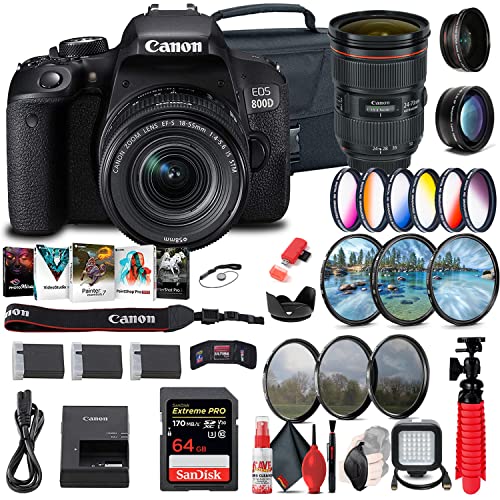 Cámara Canon EOS Rebel 800D DSLR con lentes y accesorios