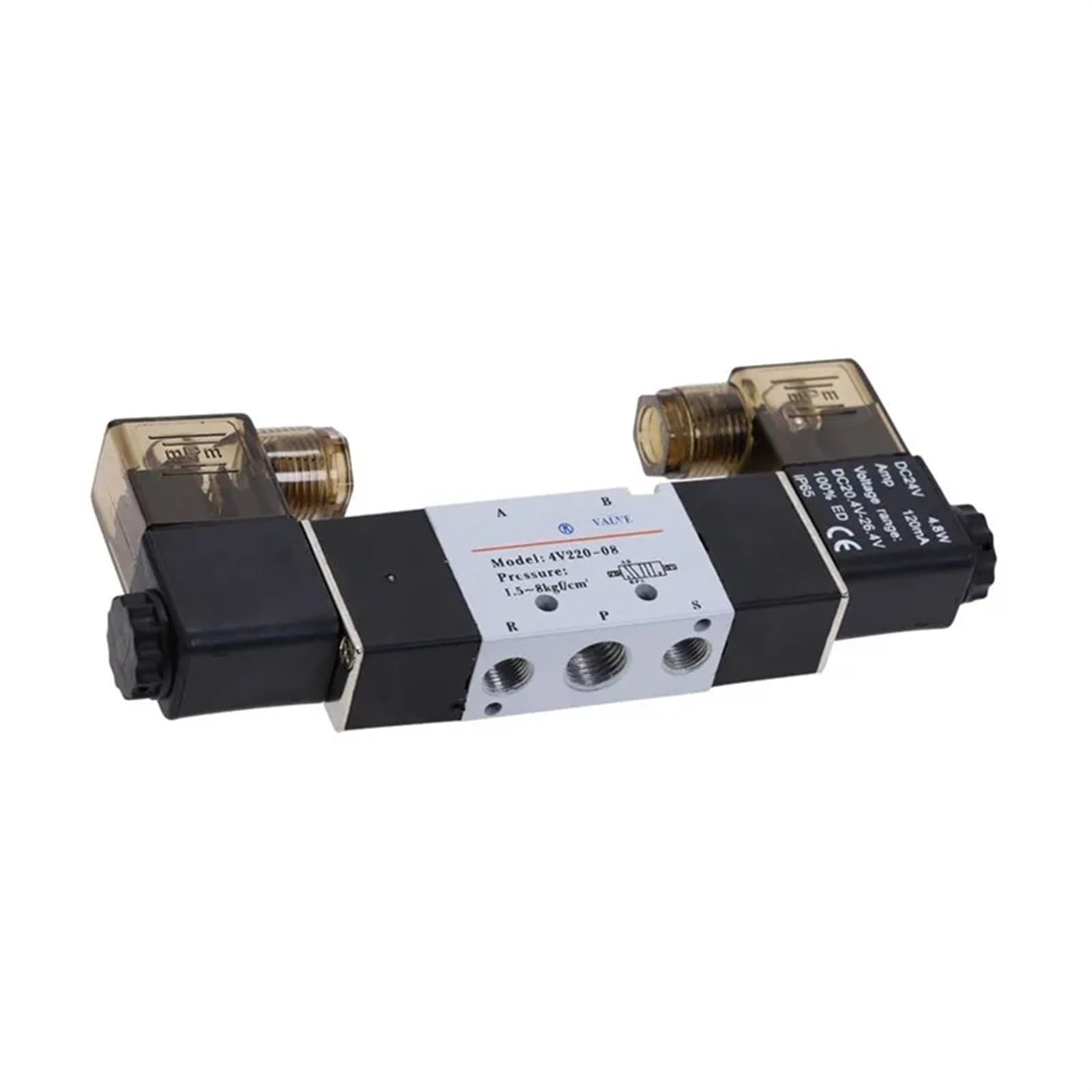 Válvula Solenoide neumática de Aire 4V220-08, 5 vías, 2 Posiciones, 1/4 ", aleación de Aluminio Interna E 12VDC 24VDC 110VAC 220VAC 0,15-0.8Mpa(AC110V)