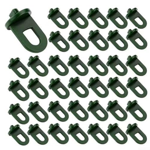Paquete de 50 anillos colgantes de camping, clips de lona de tienda de campaña, hebillas deslizantes de plástico, para toldo de equipo al aire libre, ganchos móviles ligeros, para jardín (verde)