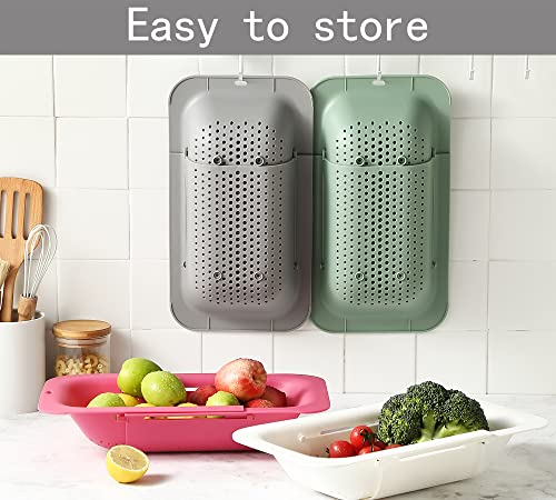 Domonic Home Colander Over The Sink Colander For Kitchen Sink, Over The Sink Strainer Basket Vegetables, Fruits, Pasta, Collapsible Colander 14.5"-19.5",Grey Colander Dishwasher Safe #TOP6
