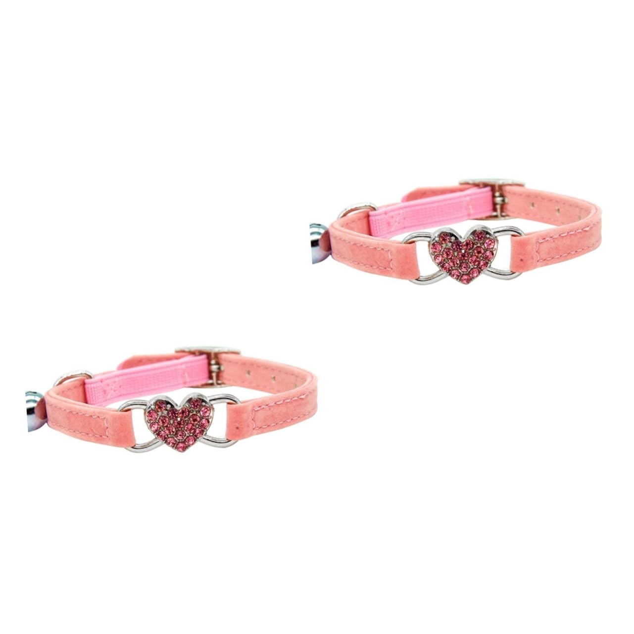 Beavorty Lot De 2 Colliers Élégants pour Chat avec Strass Et Clochette Réglables pour Chats Et Chatons