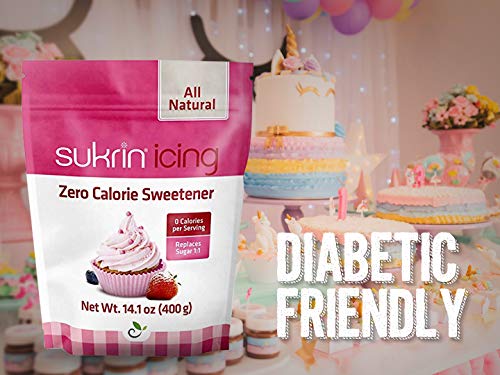Sukrin Icing - All Natural, Zero Calorie, Zero Gi, Powdered 1:1 Sugar Substitute, With Erythritol And Stevia, Keto And Low Carb, Vegan, Baking, Frosting, Non Gmo, 14.2Oz (2 Pack) #TOP2