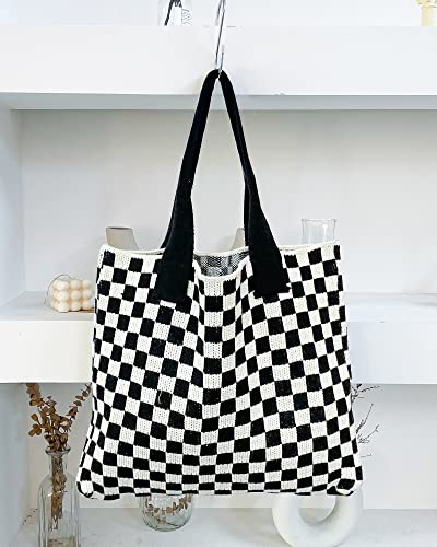 Image of Crochet Tote Bag for Women Large Capacity Shoulder Bag Handbags Knitting Hobo Bag Aesthetic Handmade Weaving