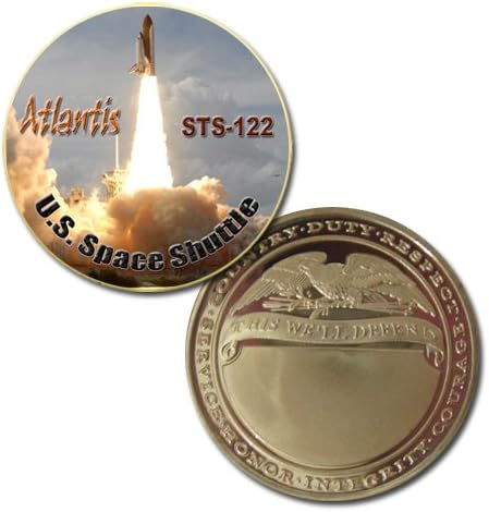 us Space Shuttle STS-122 Atlantis 24k Gold Plated Printed challenge coin