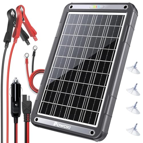 POWOXI 15W 12V Solar Battery Charger Trickle Maintainer Kit for Car