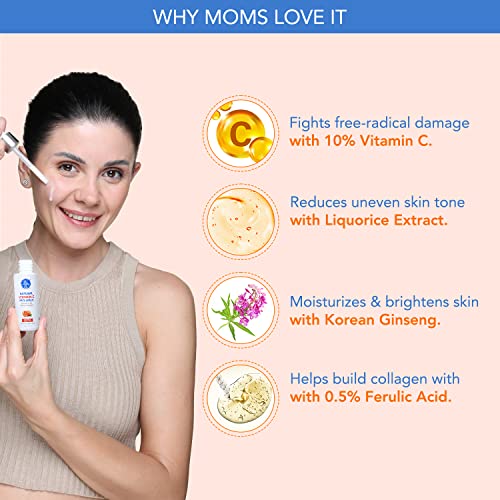 Image of The Moms Co. Natural Vitamin C Face Serum for Face Glowing with Vitamin C for a Naturally Brighter and Even Toned Skin l 10 percent Vitamin C l 30 ml
