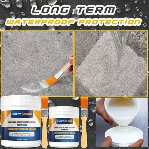 Image of UB Unity Brand Transparent Waterproof Glue for Leakage, Epoxy Resin for Flooring, Crack Seal Agent Waterproofing for Roof Leakage Solution Indoor Outdoor Waterproof Adhesive Sealan (300 GM Glue.)