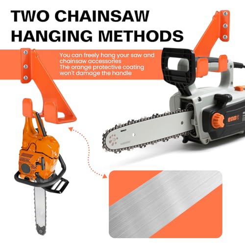 Chainsaw Holder Hanger, Heavy Duty Chainsaw Wall Mount with Rubber,Space Saving Chainsaw Storage for Garage, Shop & Shed Organization, Easy Install Chainsaw Rack